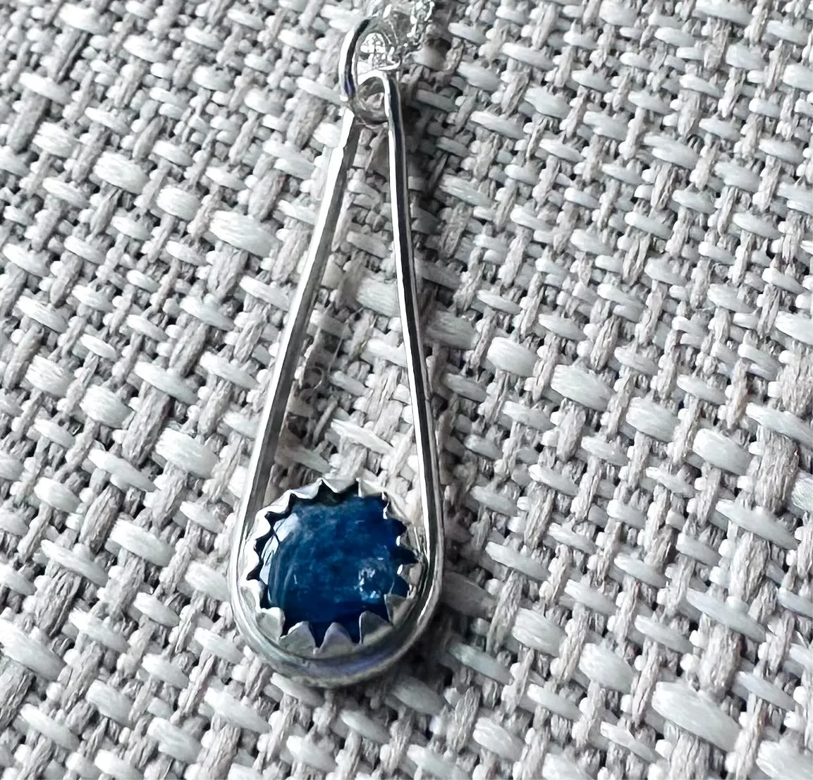 Kyanite Sterling Teardrop Necklace, Kyanite Necklace