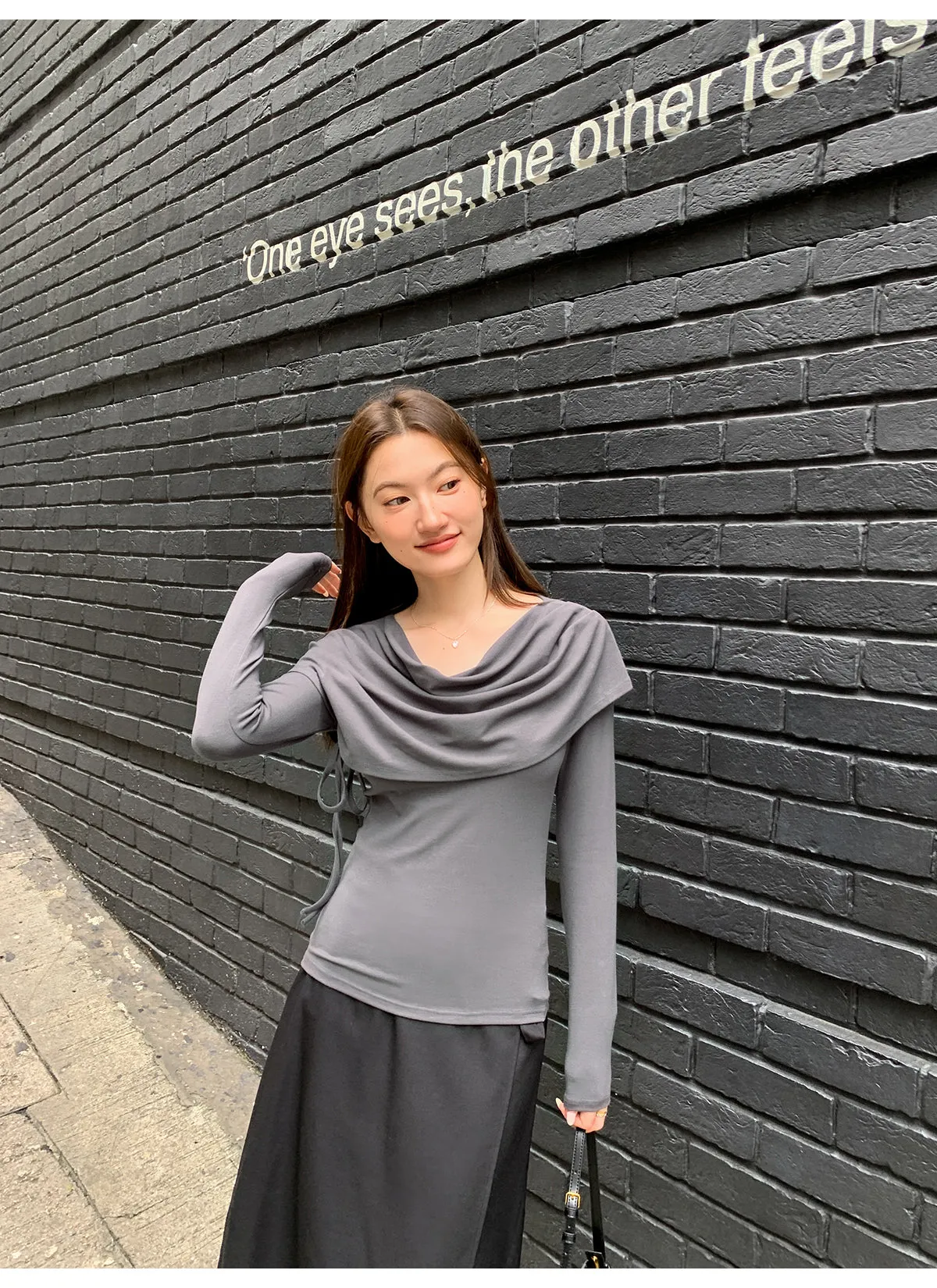 Lace-up A-line dress