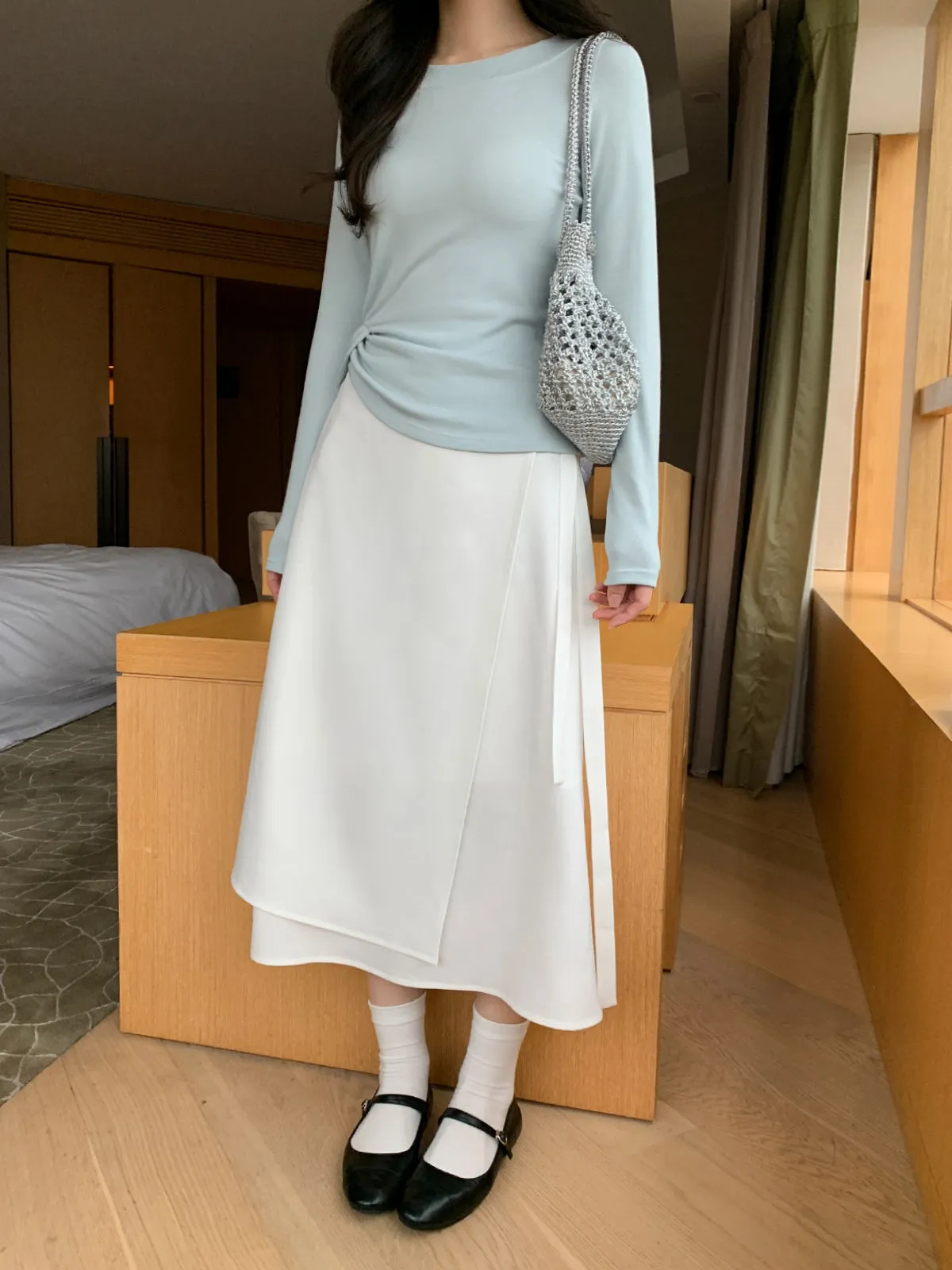 Lace-up A-line dress