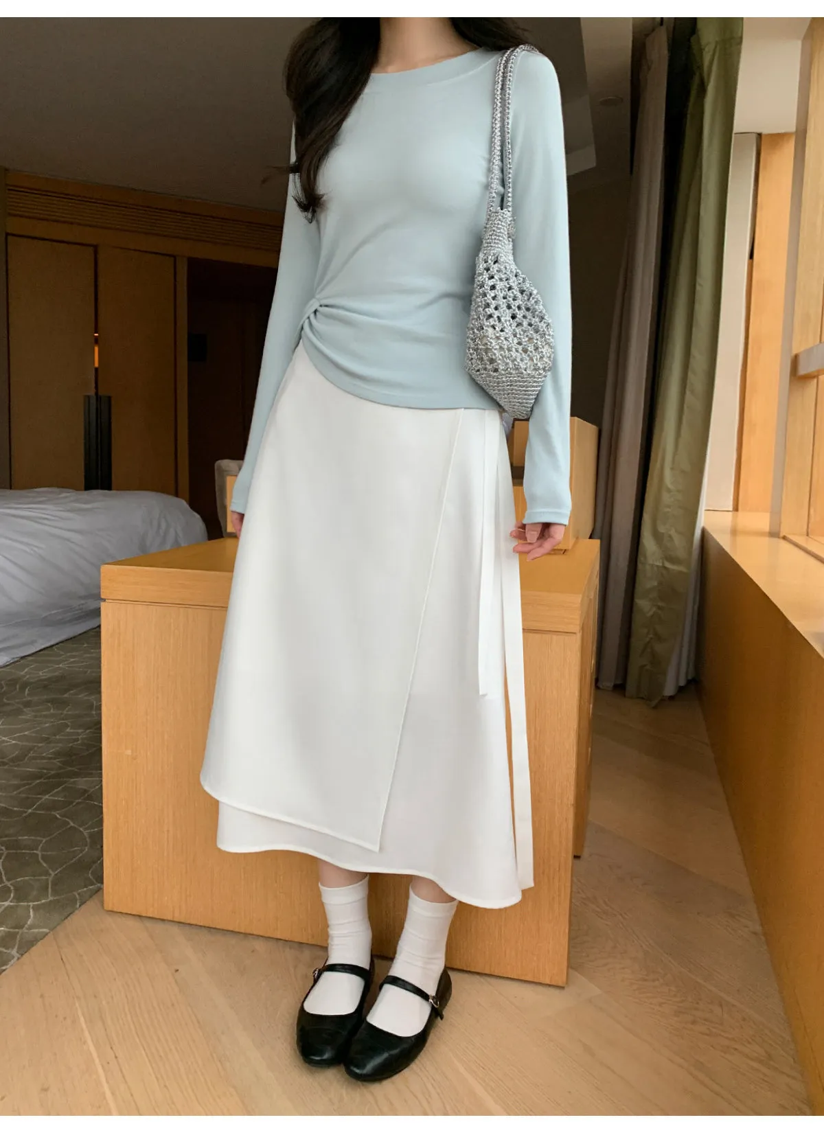 Lace-up A-line dress