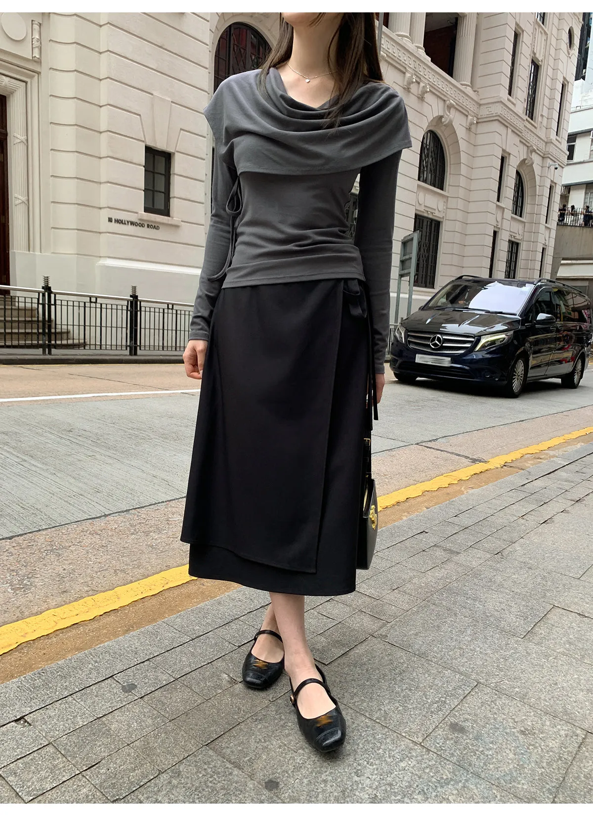 Lace-up A-line dress