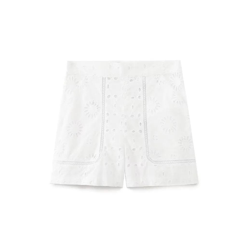 Laser Cut Boho High Waist Shorts