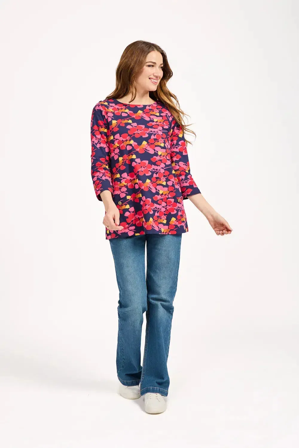 Leaf Print Tunic - Pink