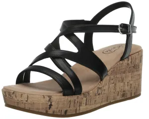 LifeStride Womens Bailey Strappy Platform Wedge Sandals Black 7.5 M