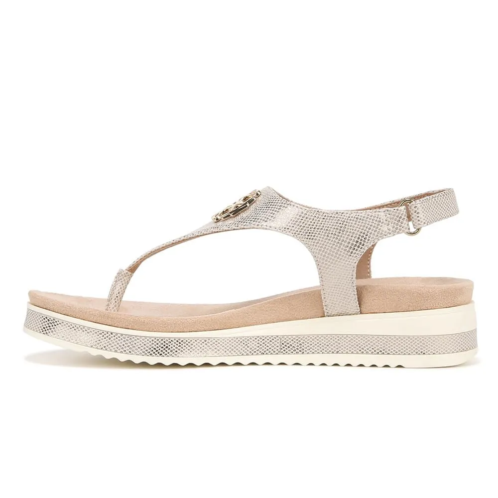 LifeStride Womens Zeeta Thong Sandals Beige Metallic 11 M