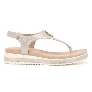 LifeStride Womens Zeeta Thong Sandals Beige Metallic 11 M
