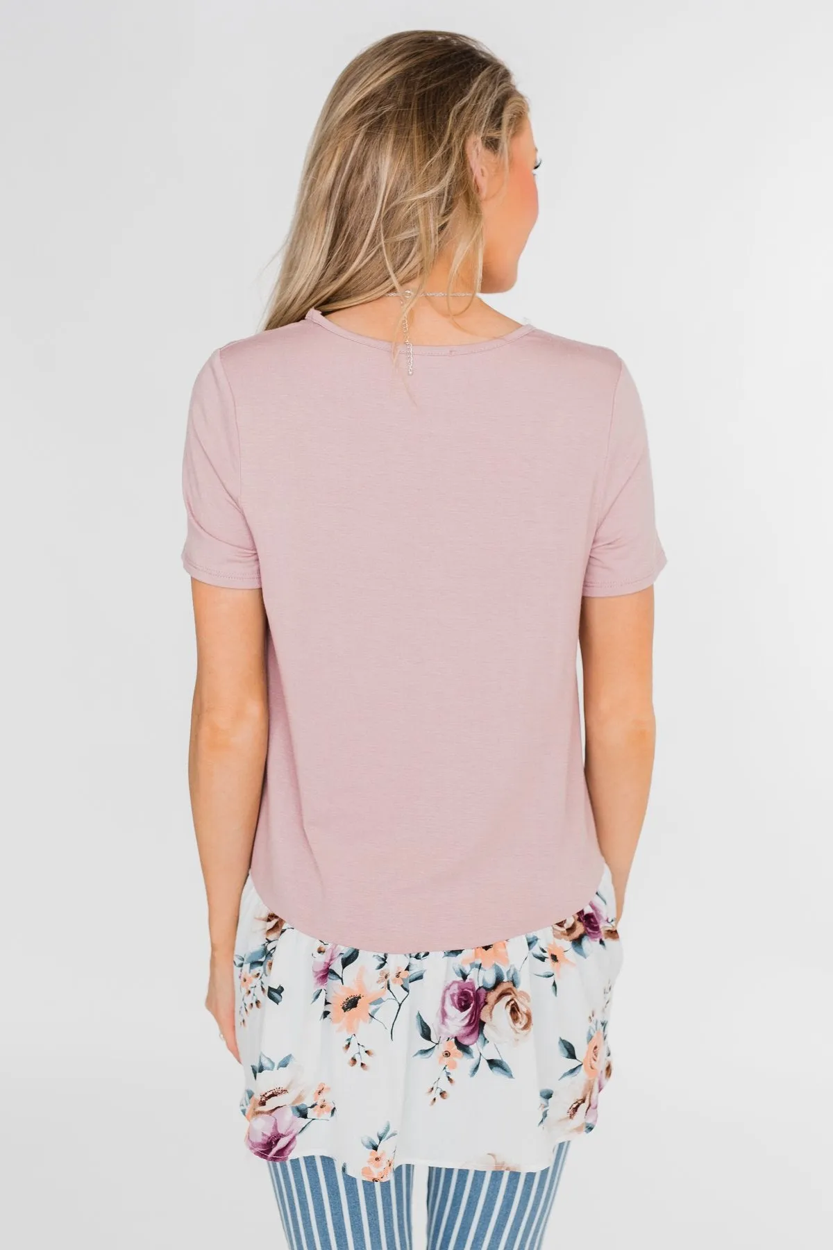 Lift My Spirits Floral Ruffle Top- Mauve