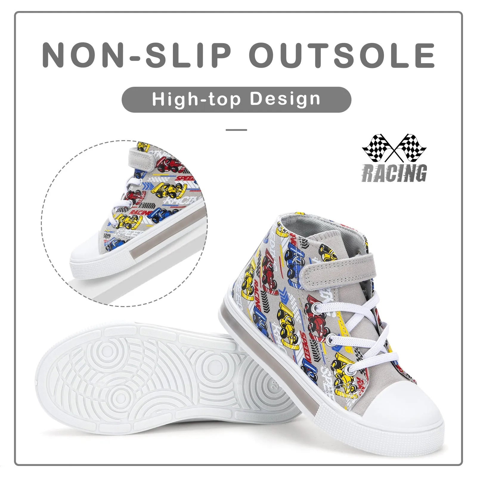 Light Up High Top Canvas Kids Sneakers For Boys