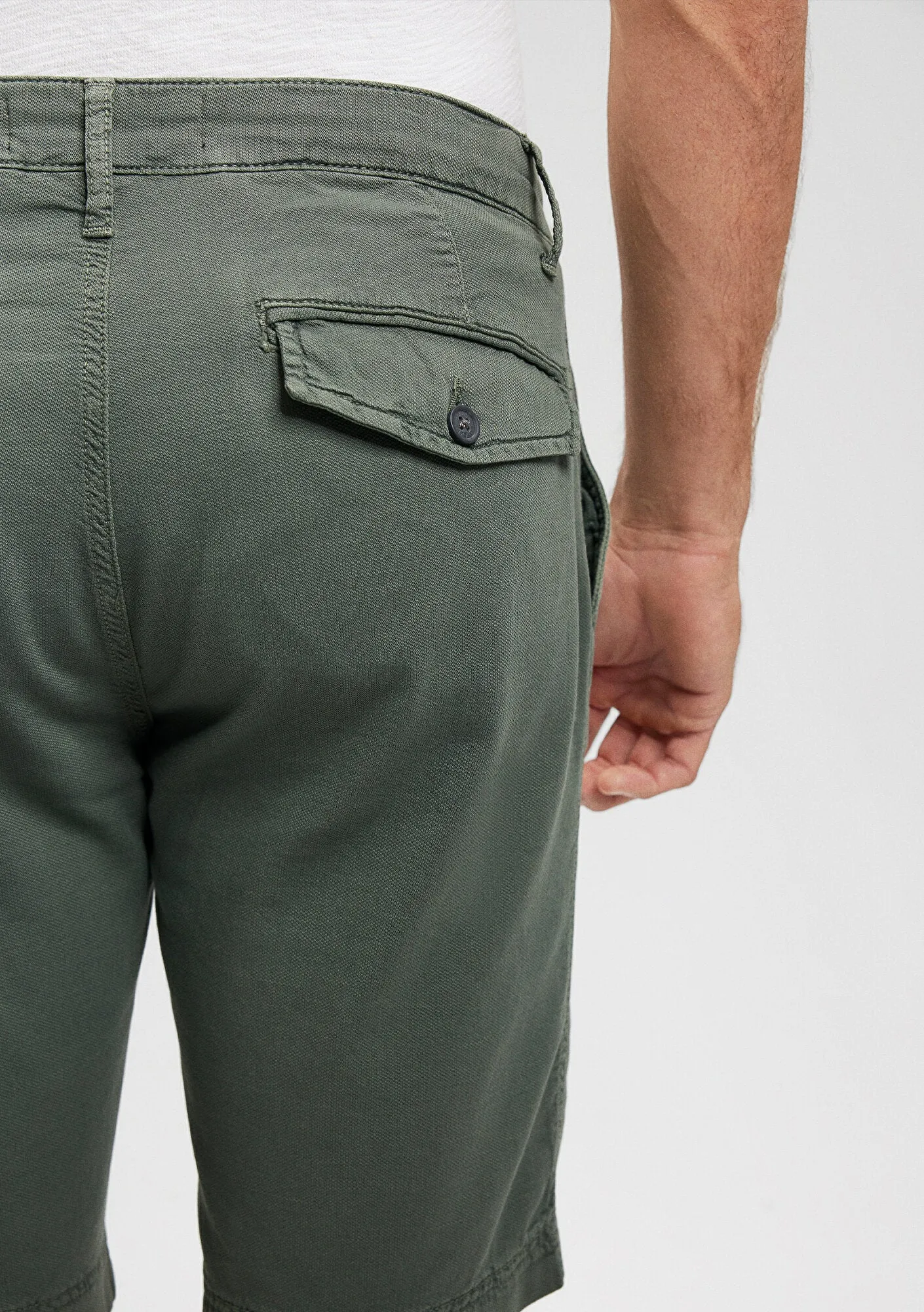 Linen Mix Green Chino Shorts