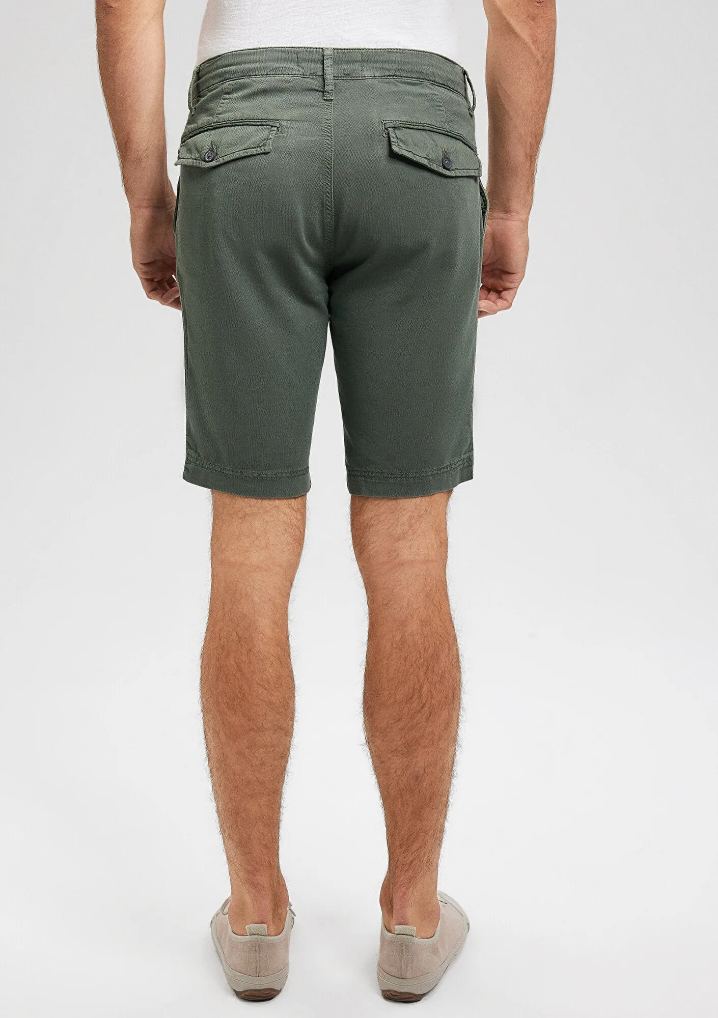 Linen Mix Green Chino Shorts