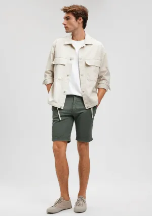 Linen Mix Green Chino Shorts