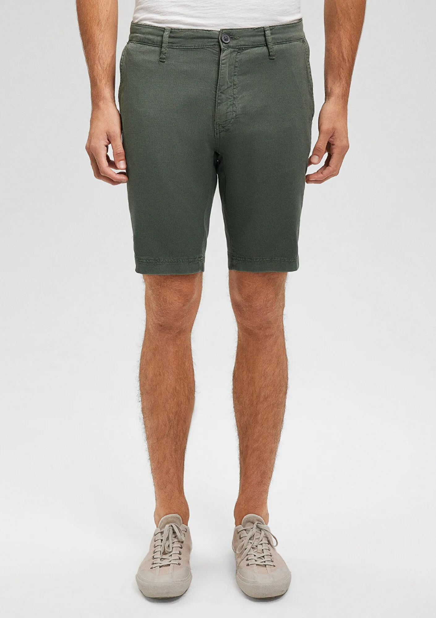 Linen Mix Green Chino Shorts