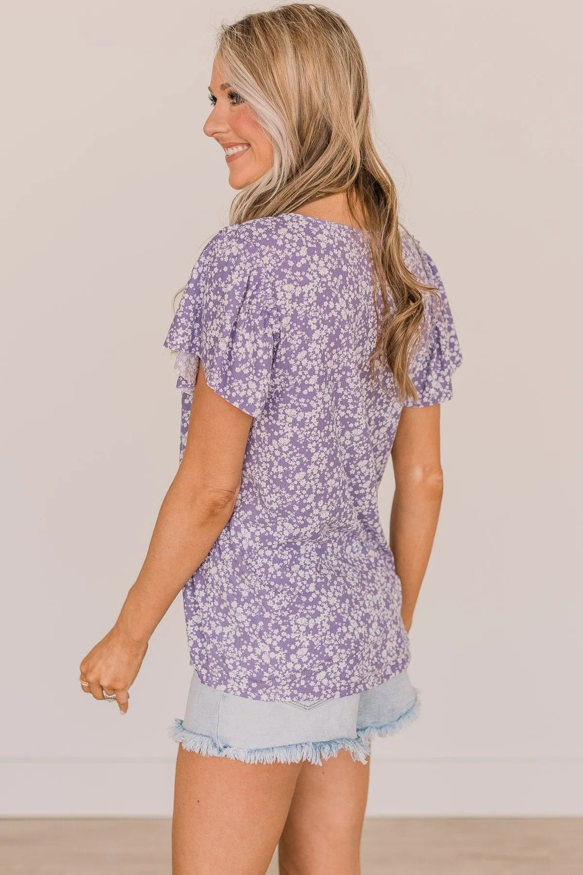 Live For The Highlights Floral Top- Purple
