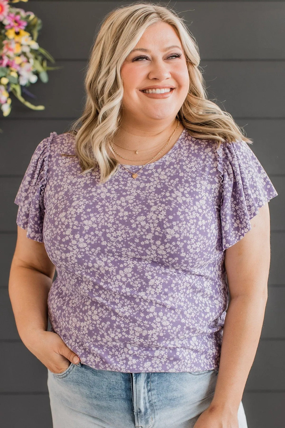 Live For The Highlights Floral Top- Purple