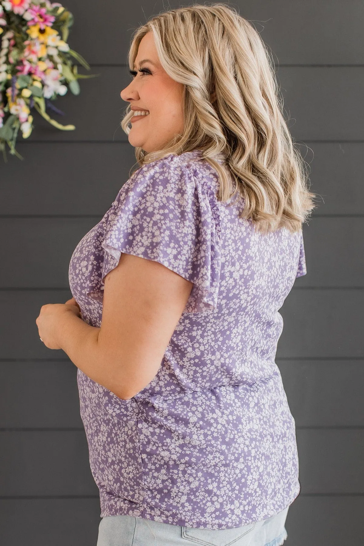Live For The Highlights Floral Top- Purple