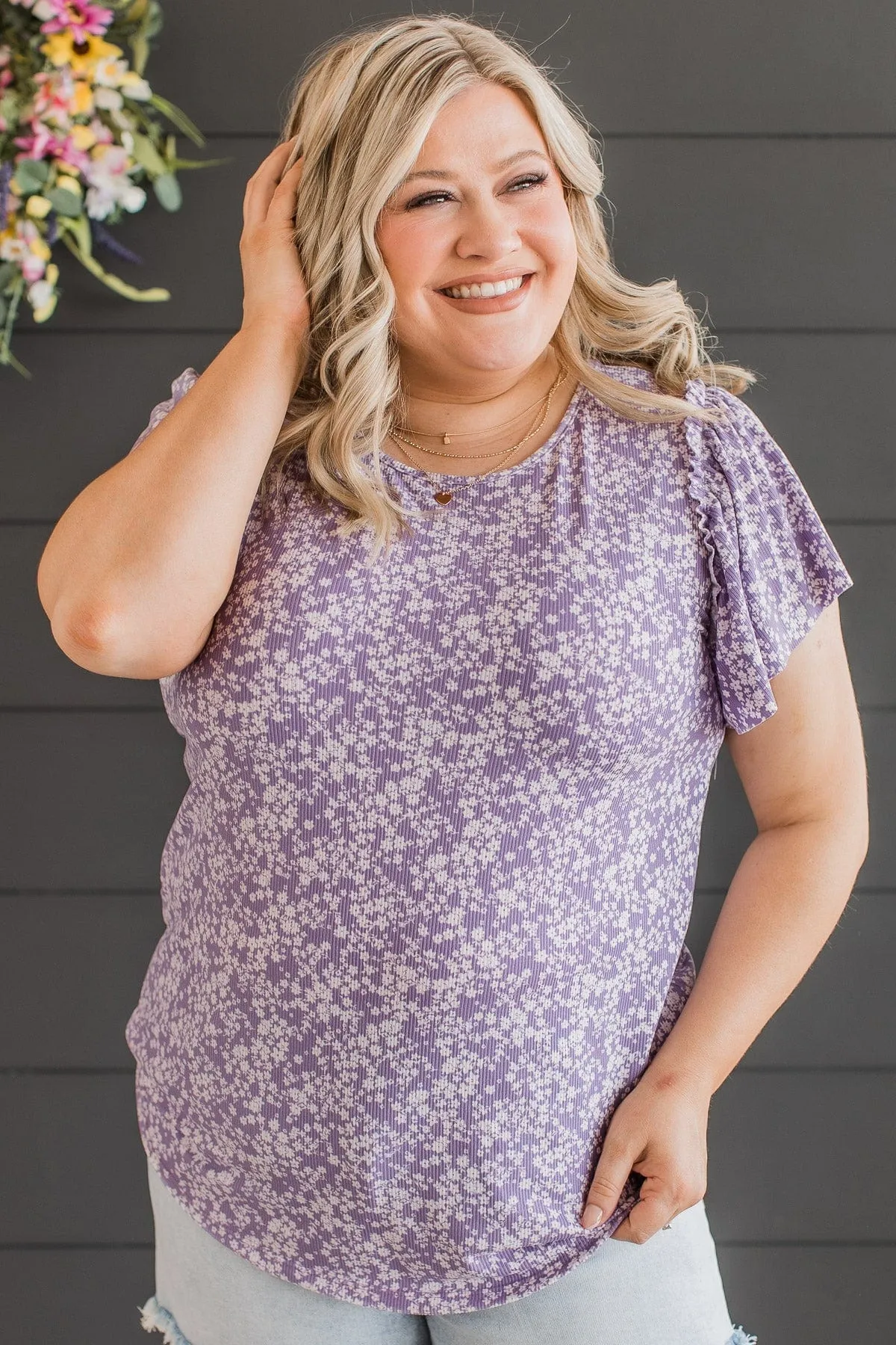Live For The Highlights Floral Top- Purple