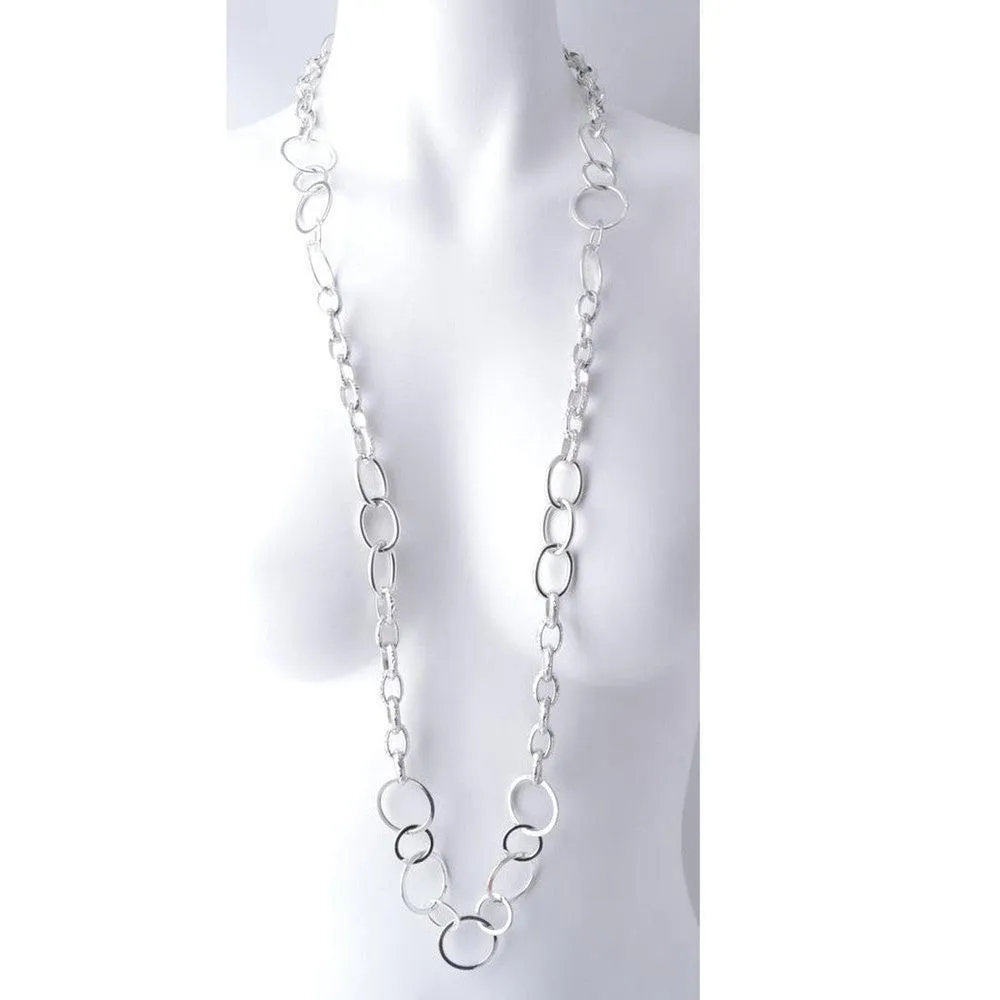 Long Silver Link Necklace