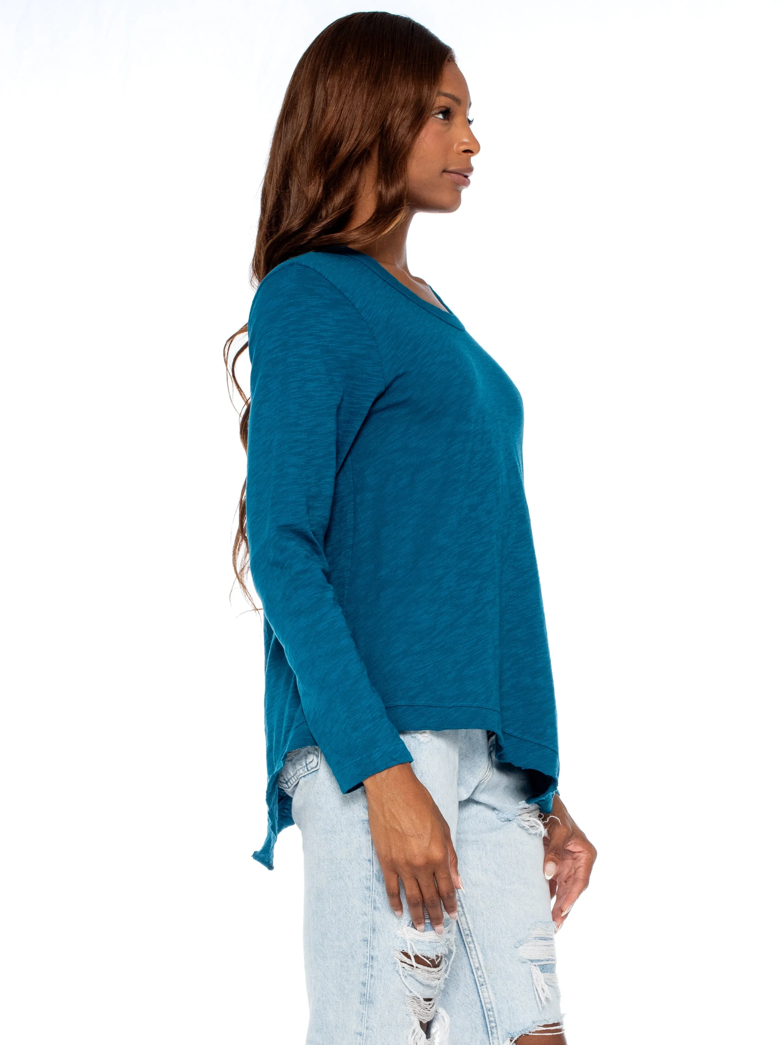 Long Sleeve Tunic Crew W/ Slant Hem