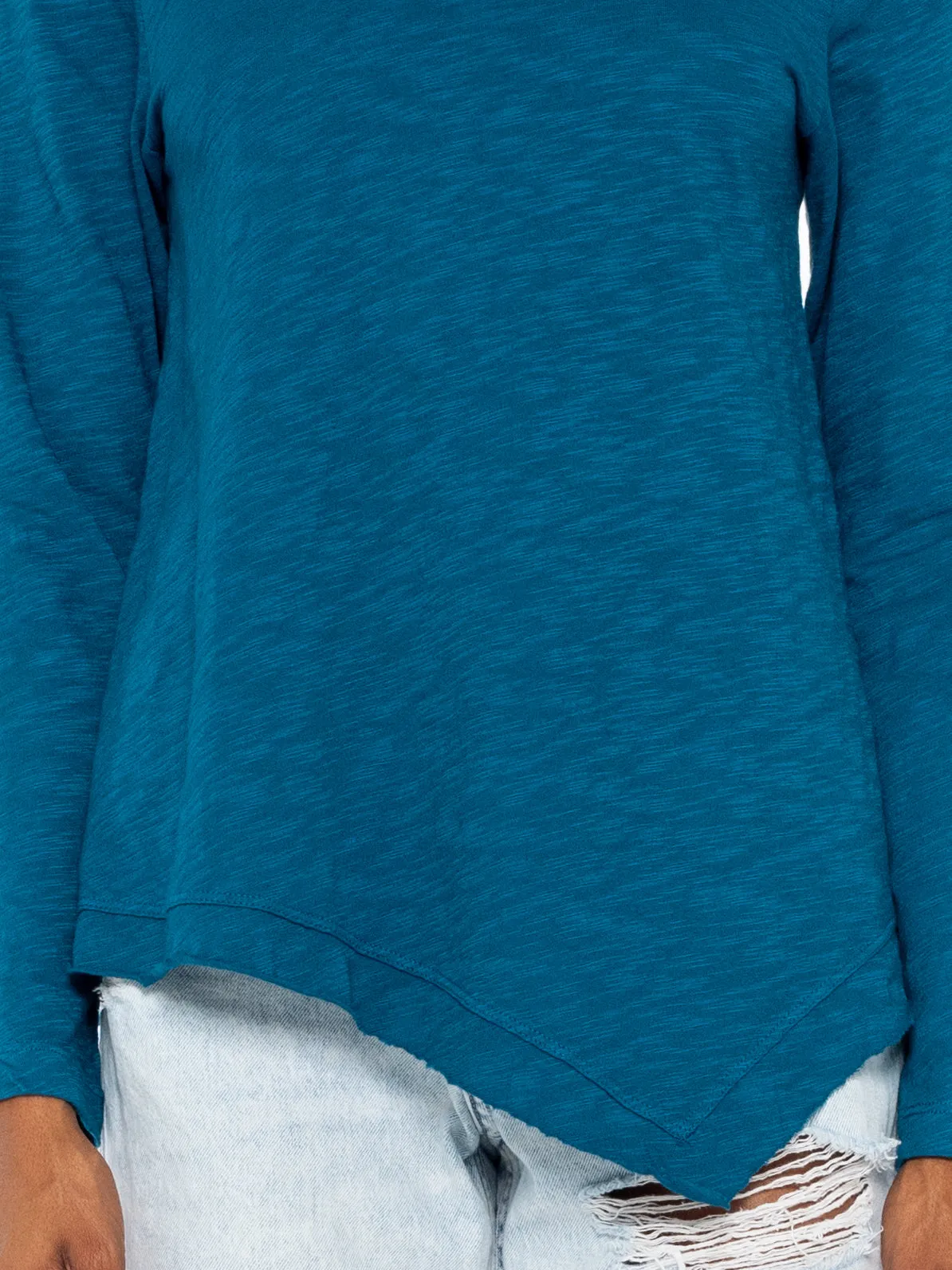 Long Sleeve Tunic Crew W/ Slant Hem