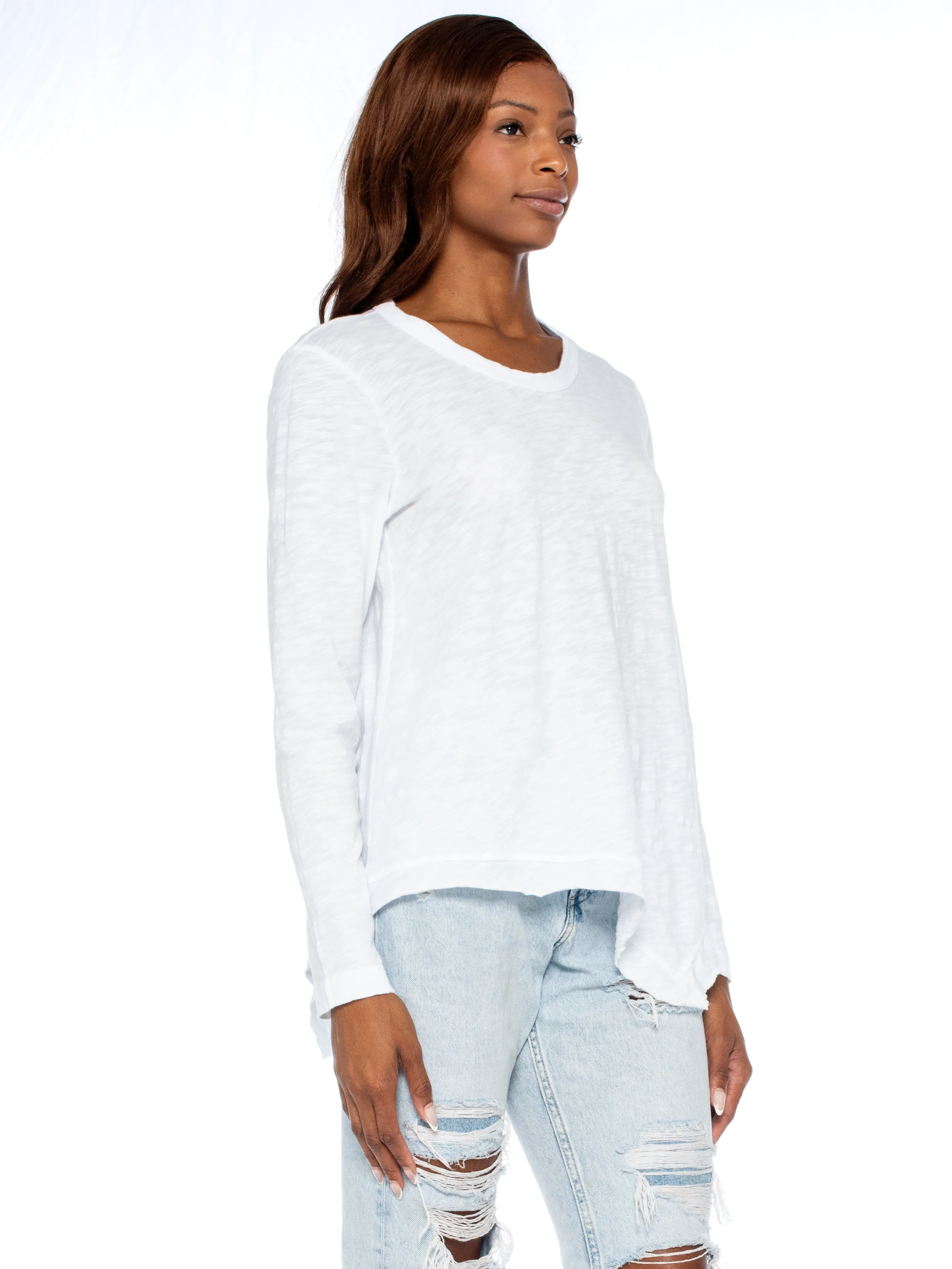 Long Sleeve Tunic Crew W/ Slant Hem