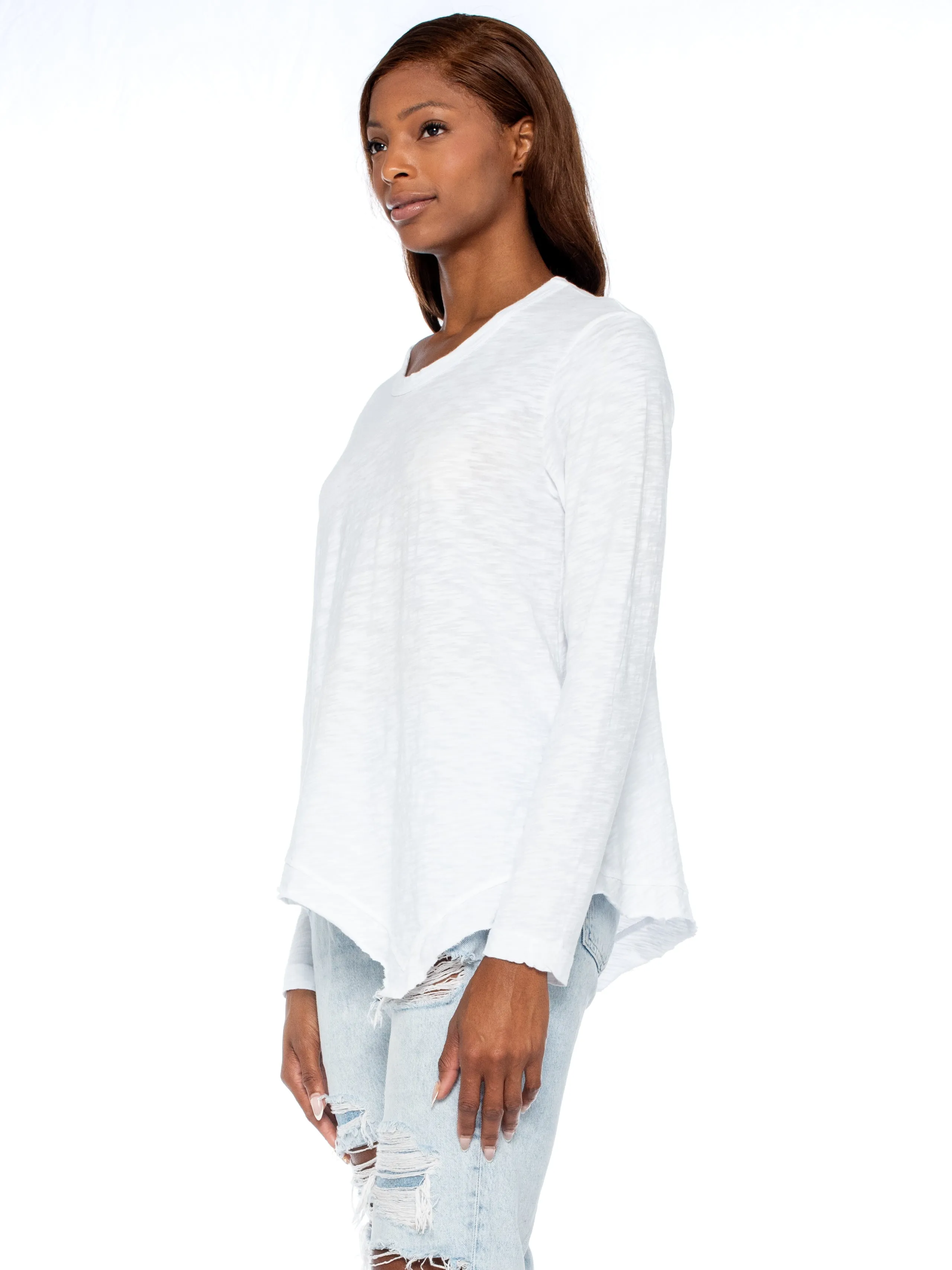 Long Sleeve Tunic Crew W/ Slant Hem