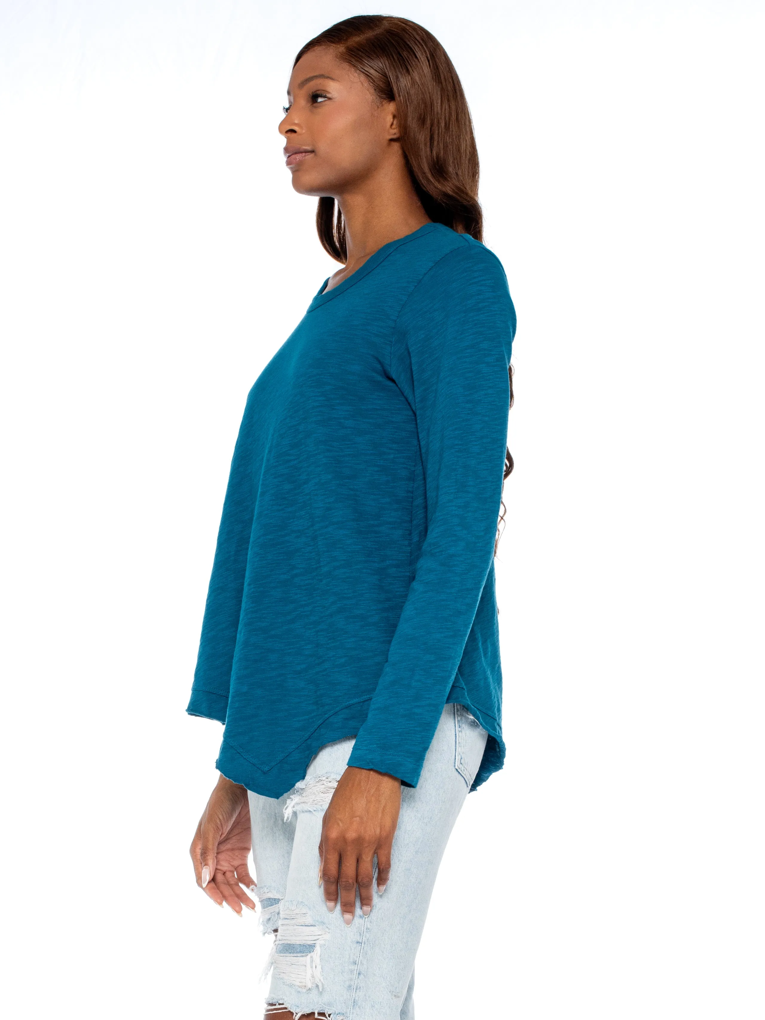 Long Sleeve Tunic Crew W/ Slant Hem