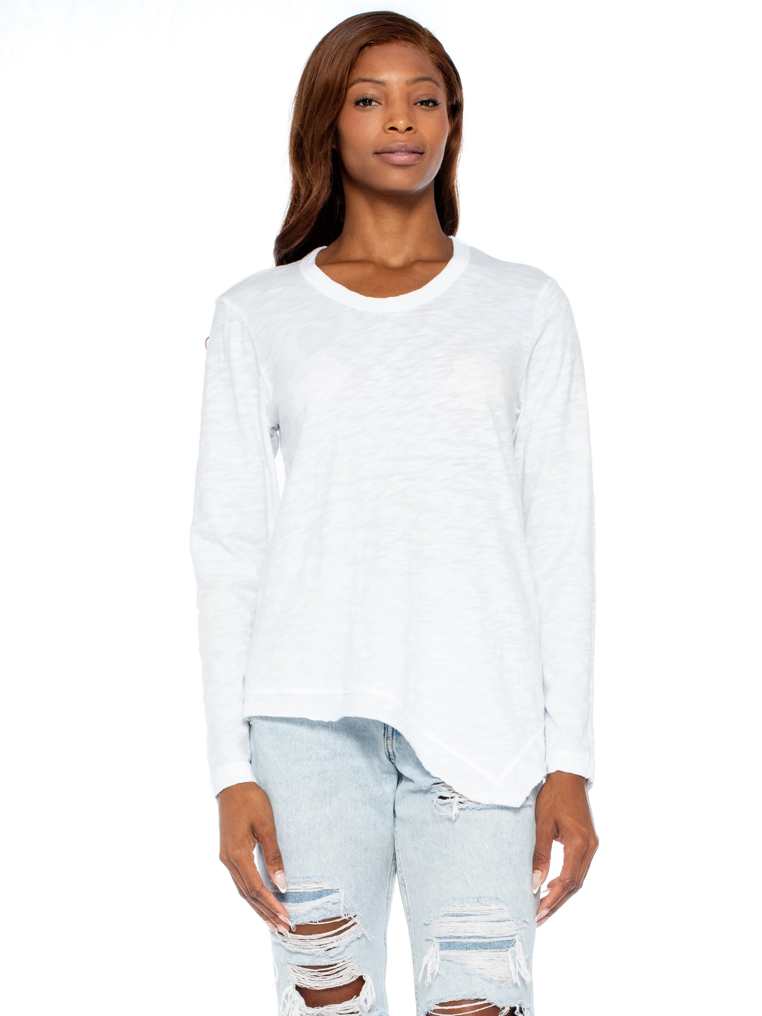 Long Sleeve Tunic Crew W/ Slant Hem