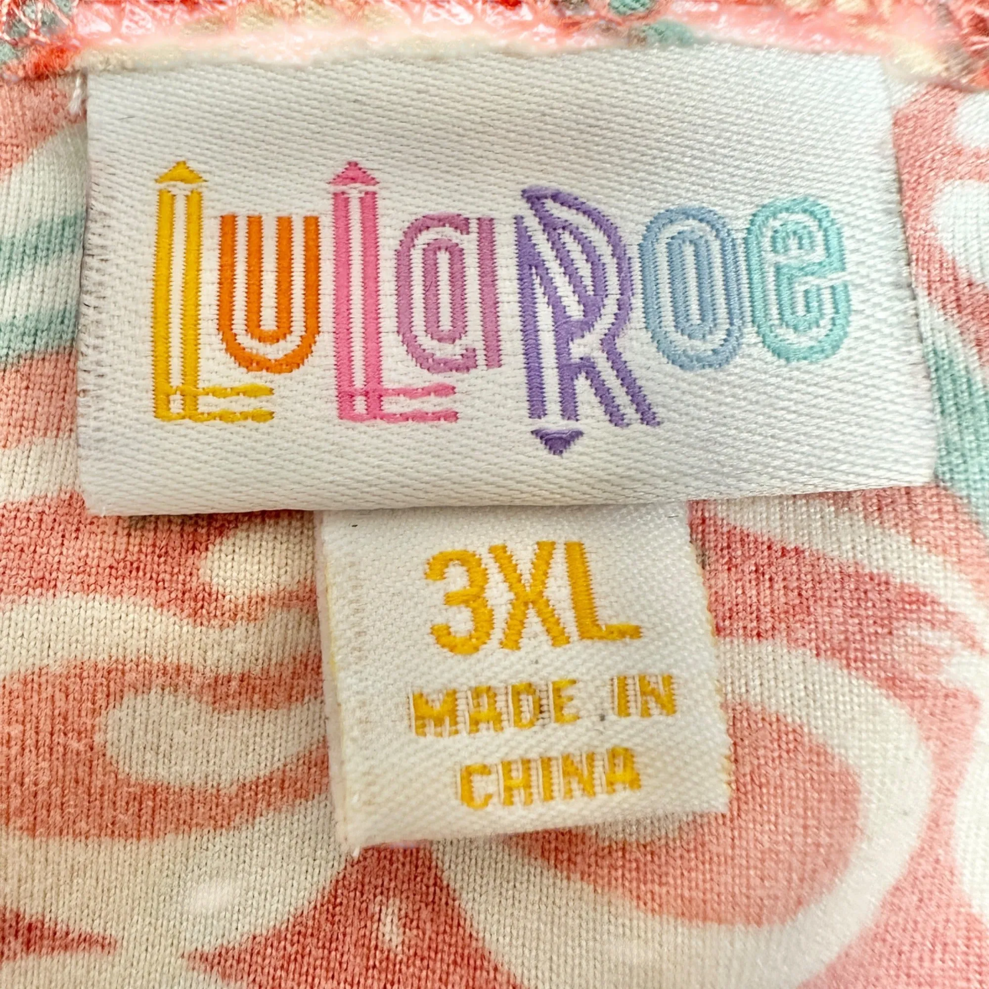 LuLaRoe Irma Tunic Top 3XL Duo 1 Coral Print 1 Solid Peach Soft Comfy Loose Fit