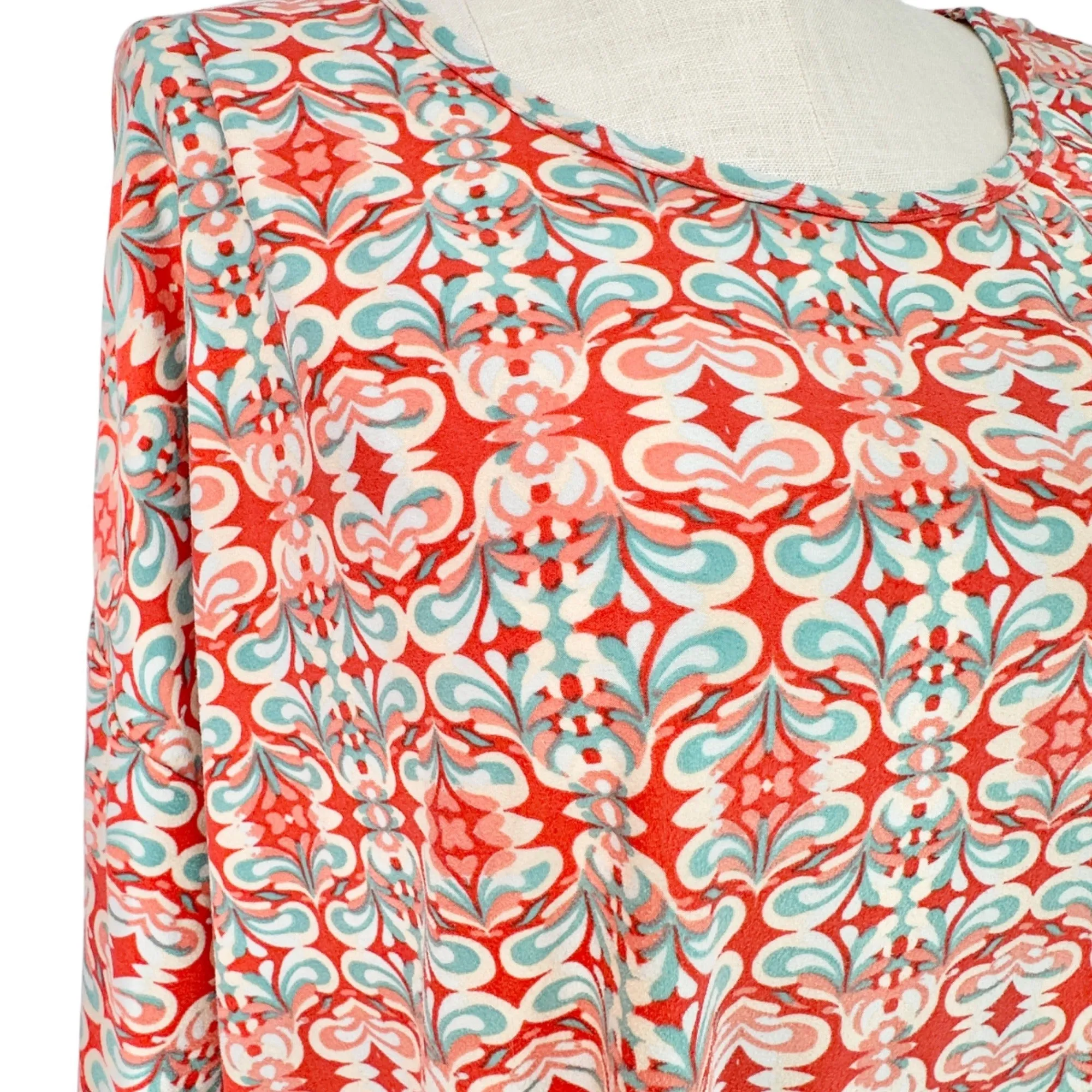 LuLaRoe Irma Tunic Top 3XL Duo 1 Coral Print 1 Solid Peach Soft Comfy Loose Fit