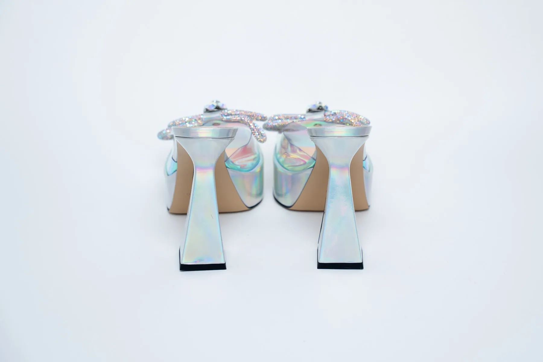 Mach & Mach Iridescent Platform Sandals with Embellished Bow Size 40