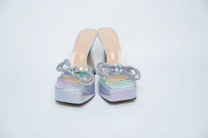 Mach & Mach Iridescent Platform Sandals with Embellished Bow Size 40