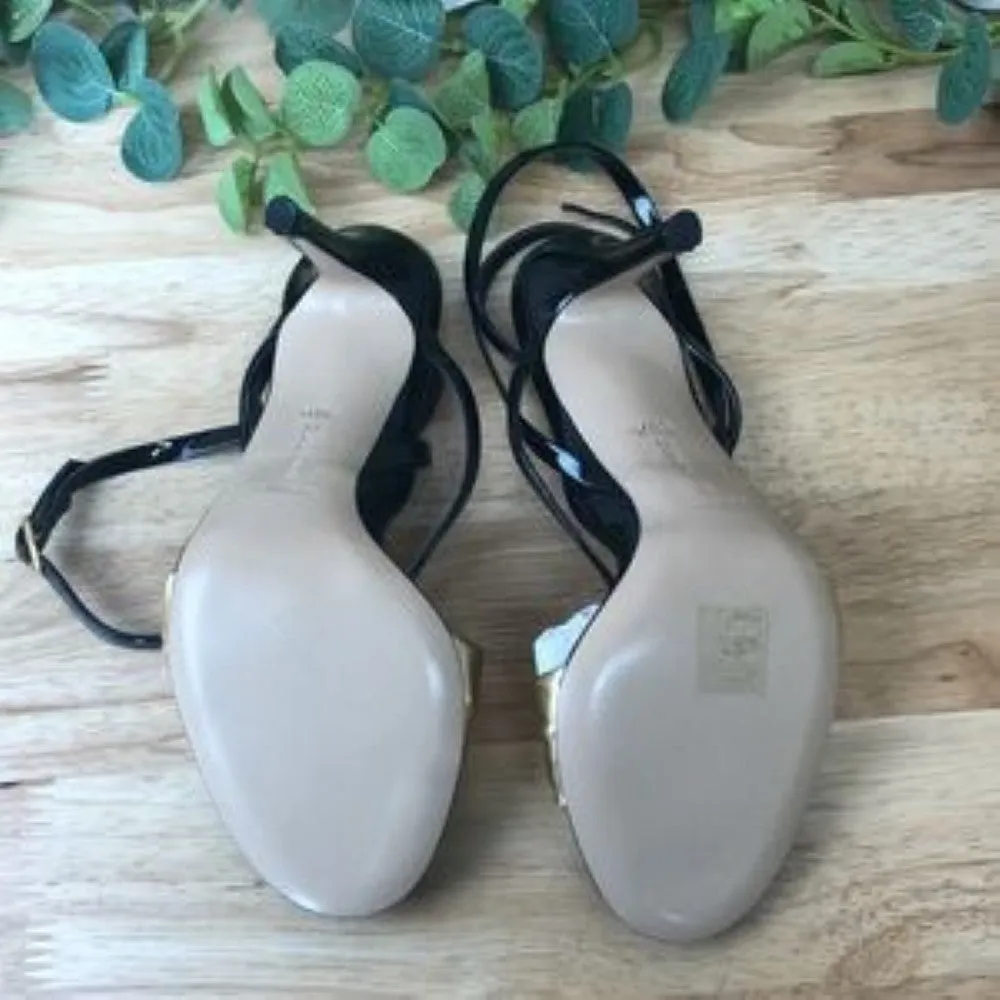 Marion Parke Lucy Strappy High-Heel Sandals Gold/Black 36.5