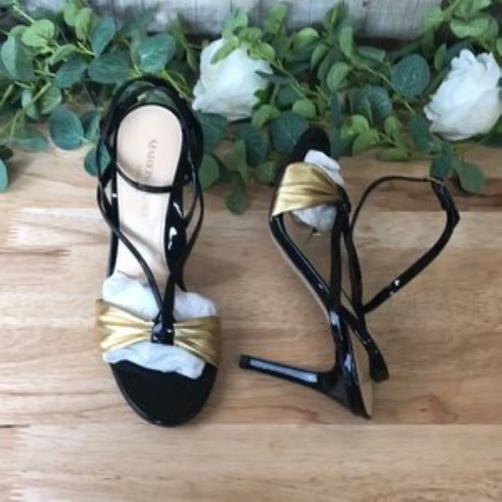 Marion Parke Lucy Strappy High-Heel Sandals Gold/Black 36.5