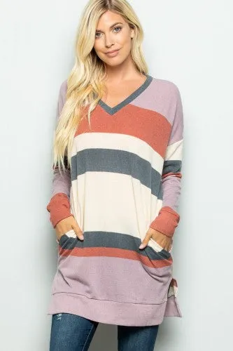 Mauve   Rust Multi Colorblock Tunic