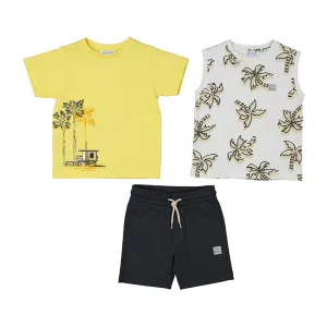 Mayoral Boys T-Shirt, Tank & Short Set - Yellow