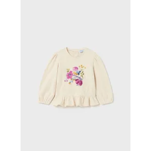 Mayoral Cream Floral Ruffle Top