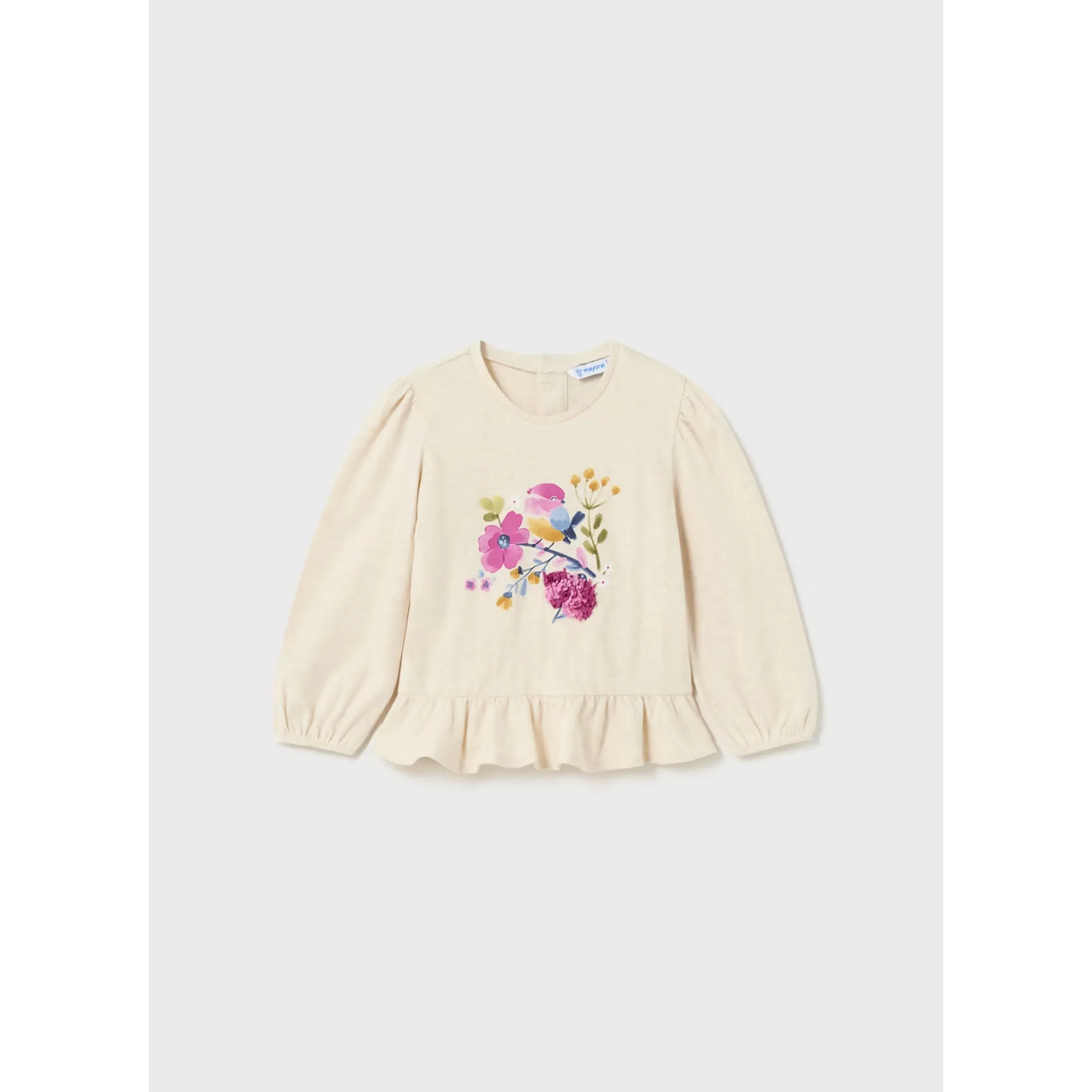 Mayoral Cream Floral Ruffle Top