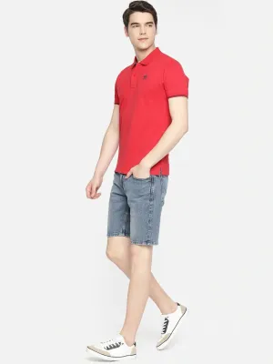 Men Blue Solid Kenzy Chinox Slim Fit Denim Shorts