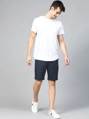 Men Navy Blue Checked Regular Fit Regular Shorts