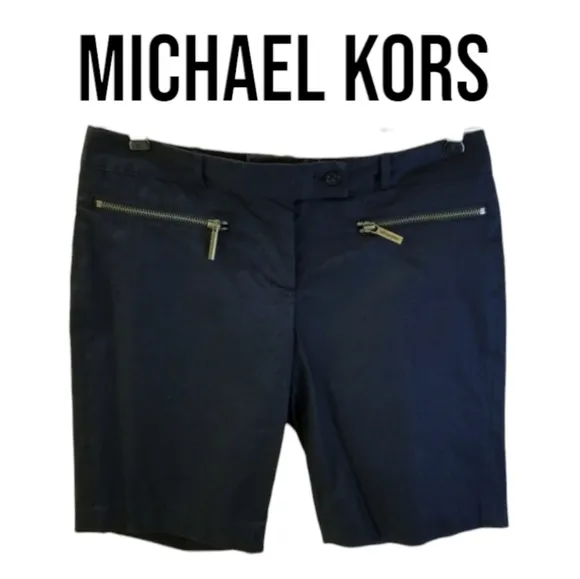 MICHAEL Michael Kors Navy Blue Signature Zipper Short 2 NWT