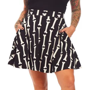 Miss Bones Black & White Skater Skirt