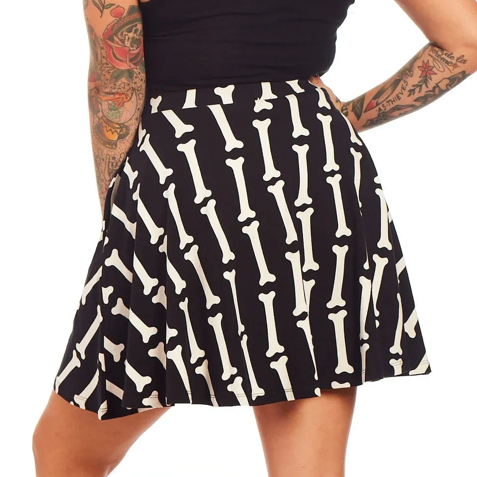 Miss Bones Black & White Skater Skirt