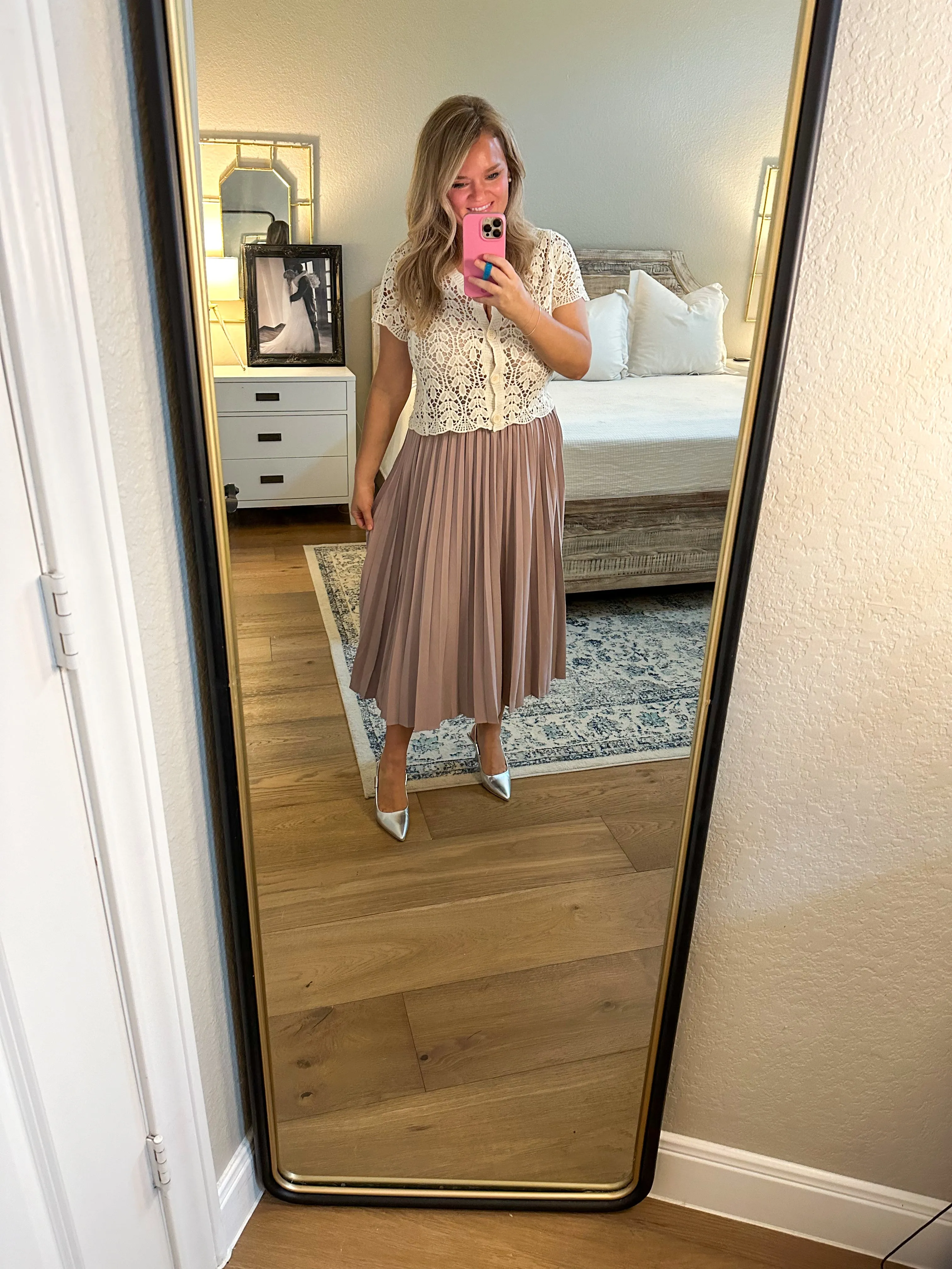 Mocha Pleated Midi Skirt