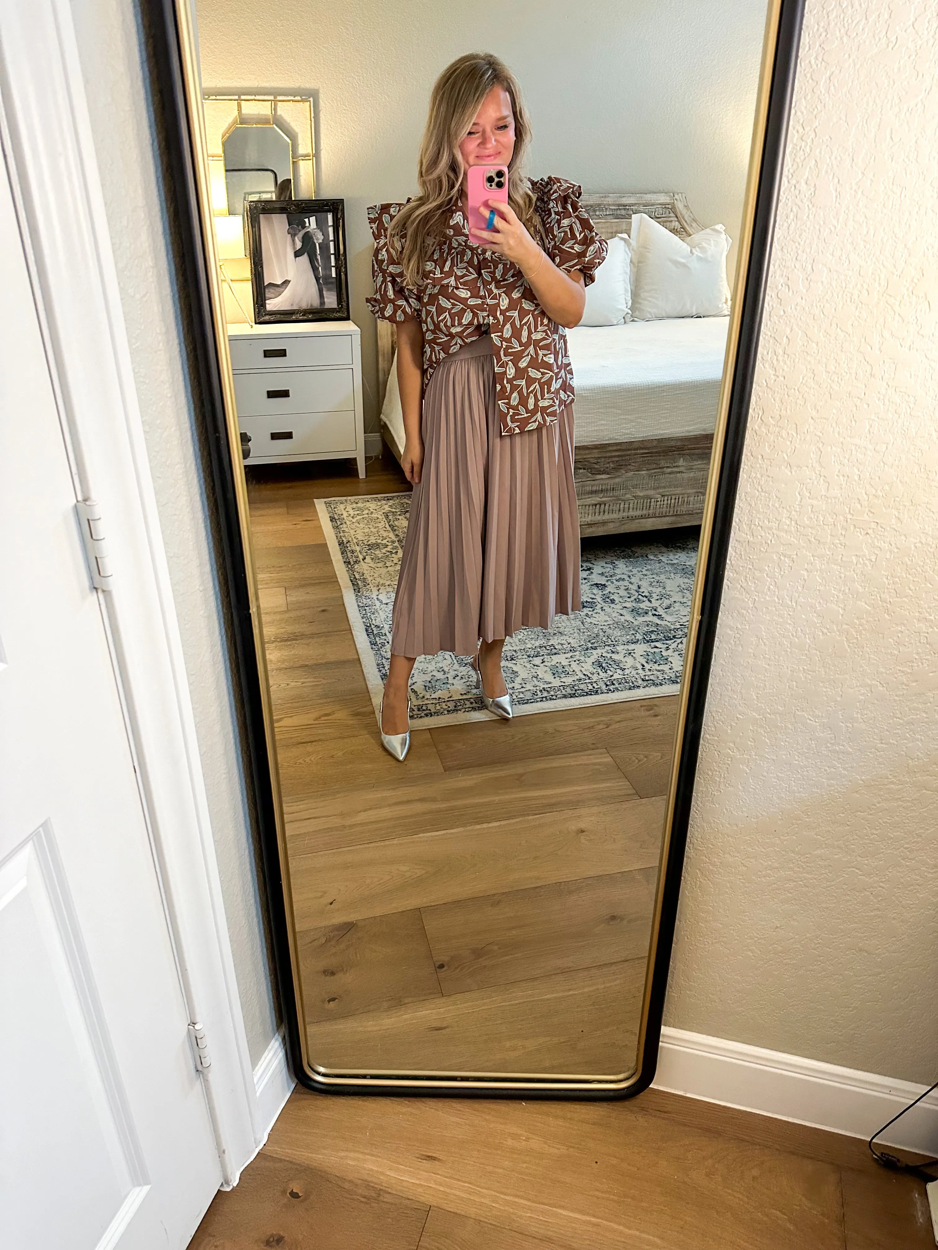 Mocha Pleated Midi Skirt