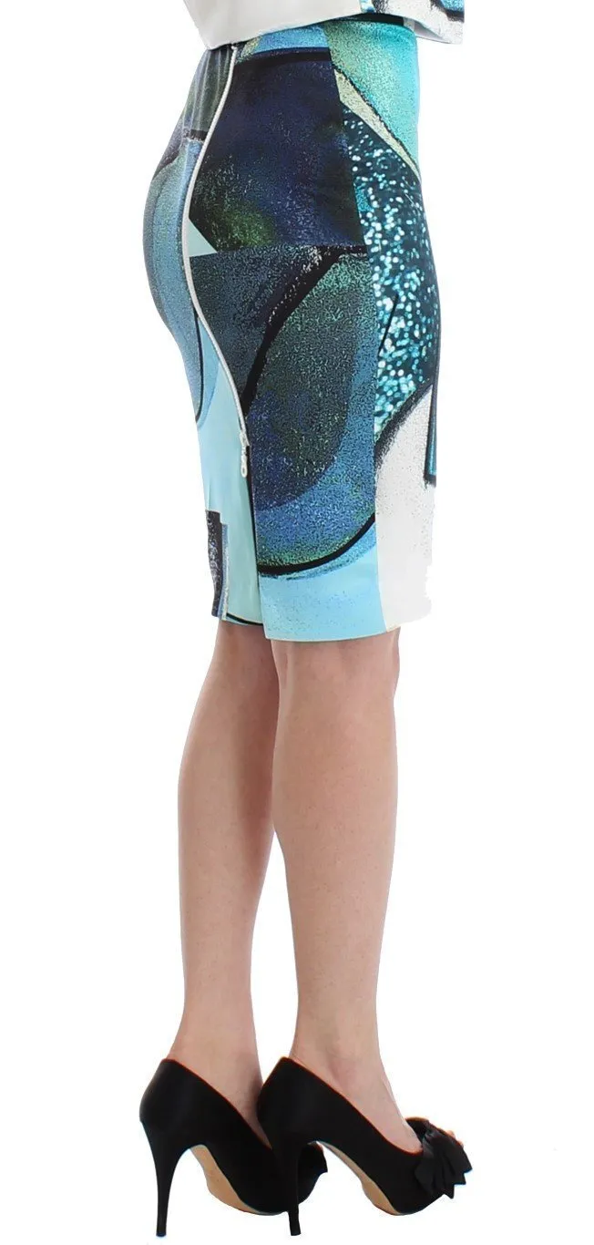 Multicolor 100% Silk Pencil Skirt