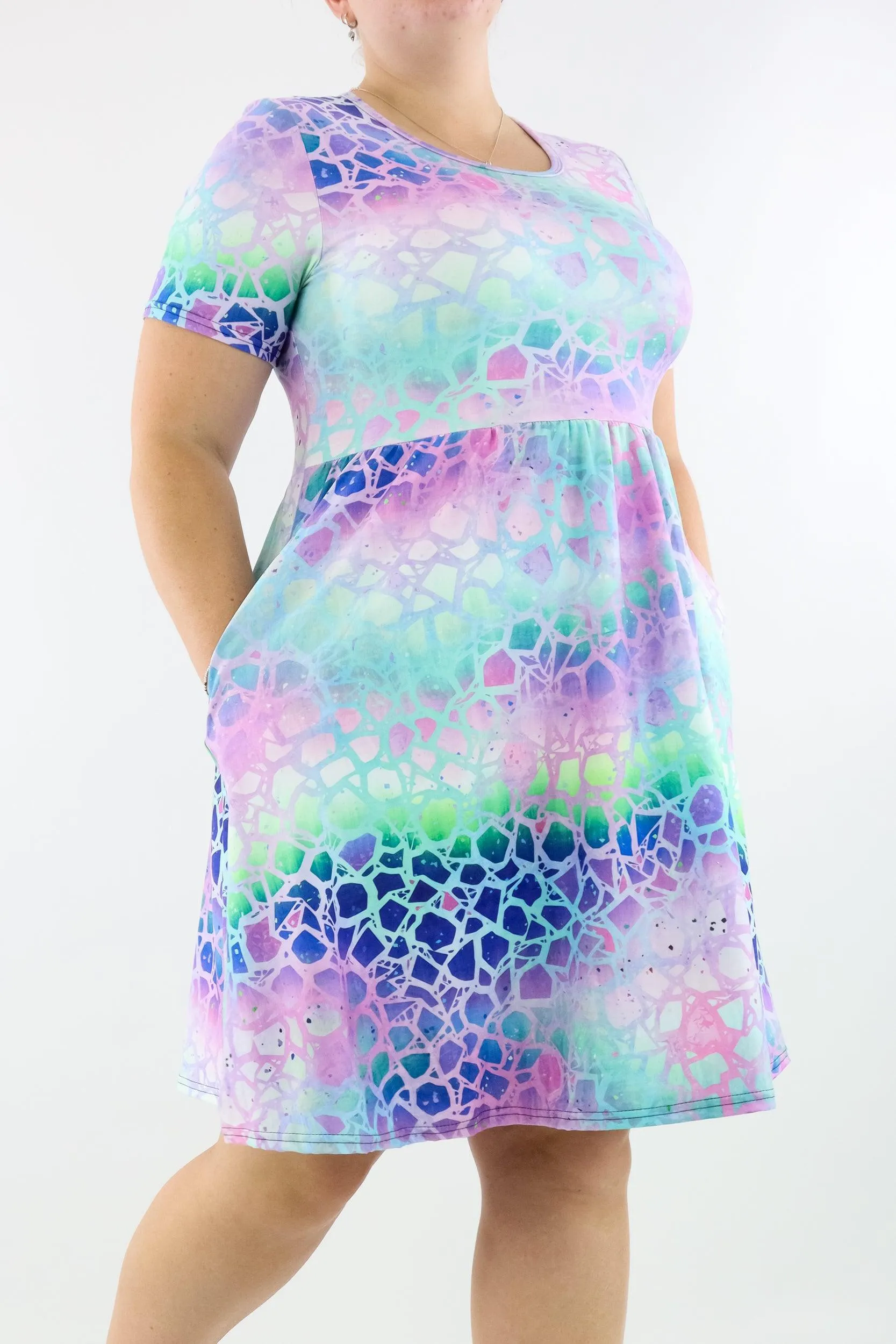 Mythical - Short Sleeve Skater Dress - Knee Length - Side Pockets
