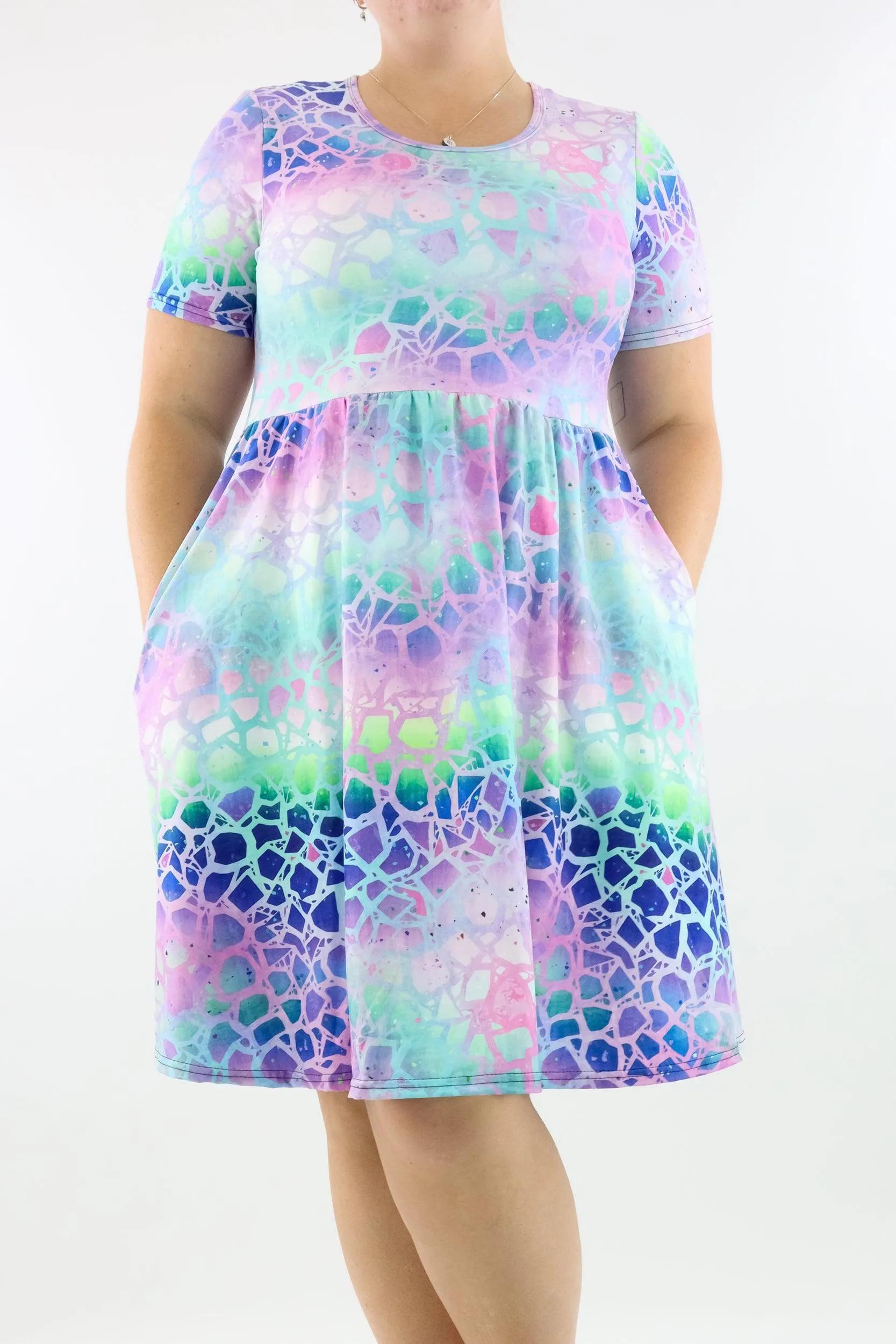 Mythical - Short Sleeve Skater Dress - Knee Length - Side Pockets