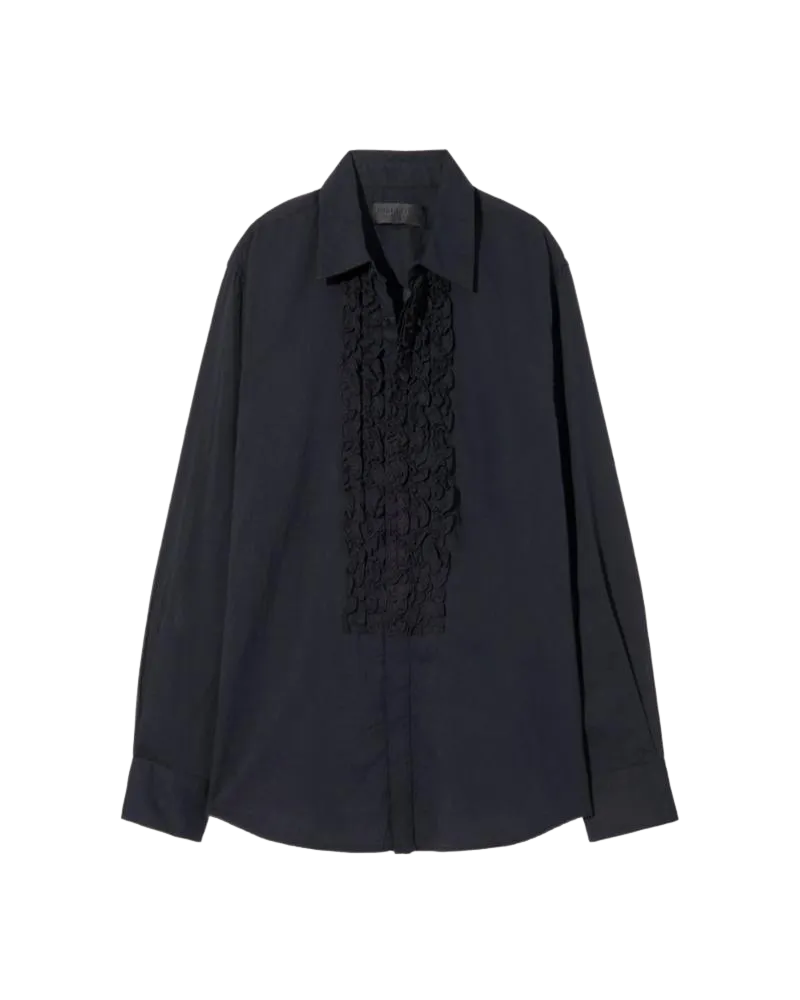 Nathael Ruffle Shirt in Midnight