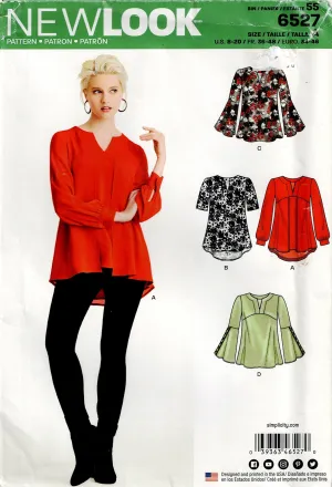 New Look 6527 Womens Pullover Tops with Curved Yoke Out Of Print Sewing Pattern Size 8 - 20 UNCUT Factory Folded