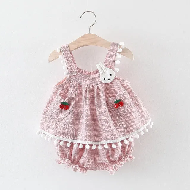 New Newborn Baby Girls Clothes Sleeveless Dress Briefs 2PCS Outfits Set Striped Printed Cute Clothing Sets Summer Sunsuit 0-24M